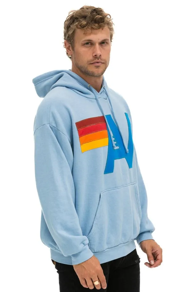 Logo Stitch Pullover Relaxed Hoodie 8211 Ice WomenMen Aviator Nation Hoodies