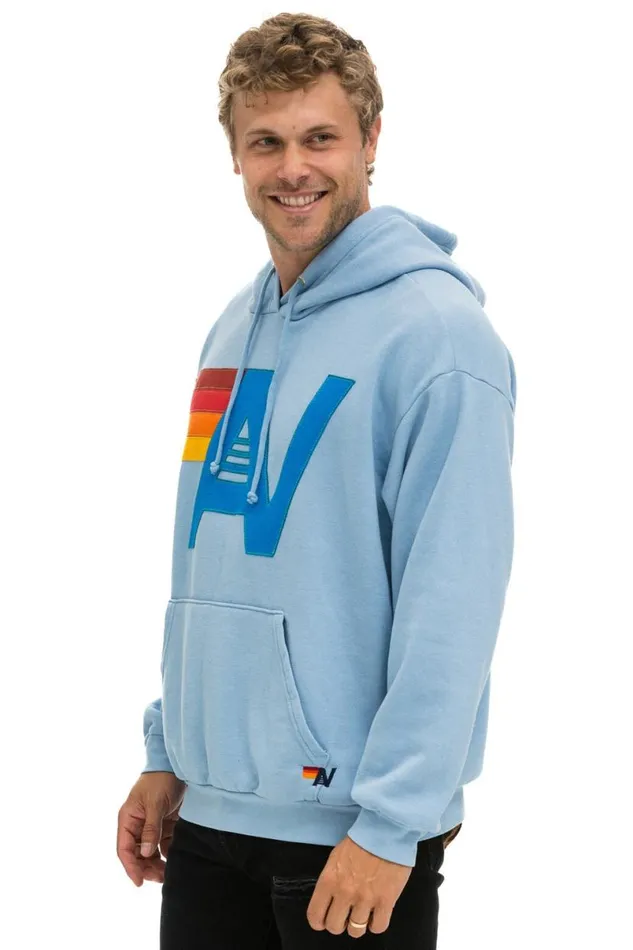 Logo Stitch Pullover Relaxed Hoodie 8211 Ice WomenMen Aviator Nation Hoodies