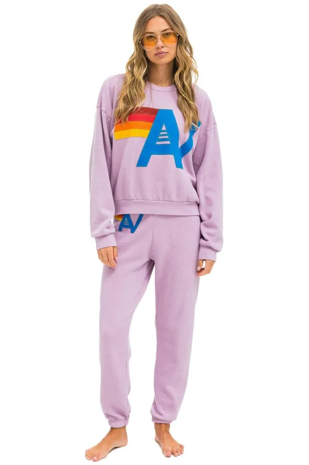 Logo Stitch Relaxed Crew Sweatshirt 8211 Mauve WomenMen Aviator Nation Sweatshirts