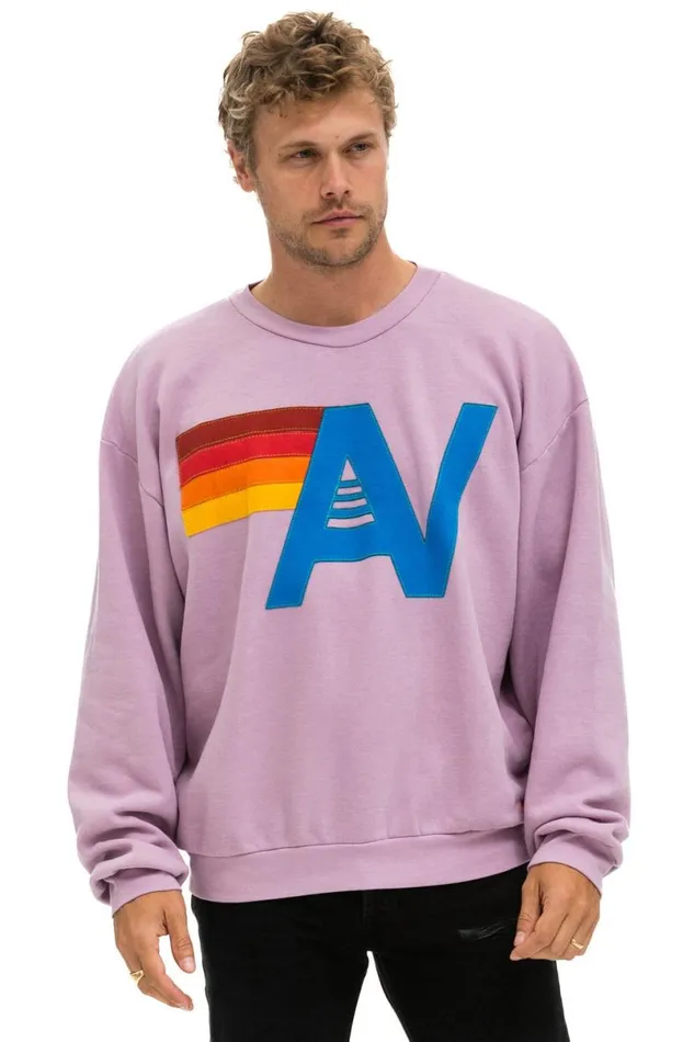 Logo Stitch Relaxed Crew Sweatshirt 8211 Mauve WomenMen Aviator Nation Sweatshirts