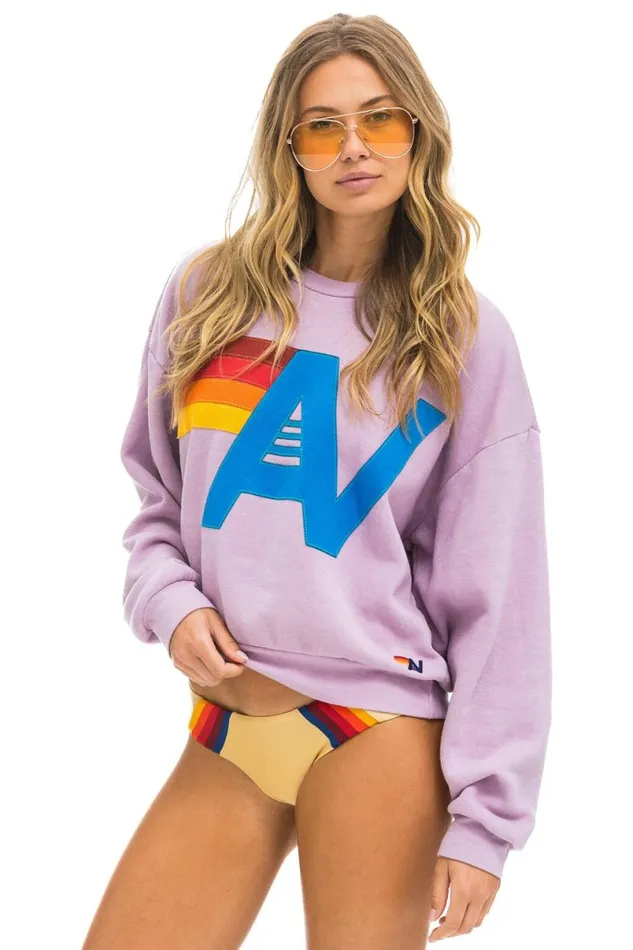 Logo Stitch Relaxed Crew Sweatshirt 8211 Mauve WomenMen Aviator Nation Sweatshirts