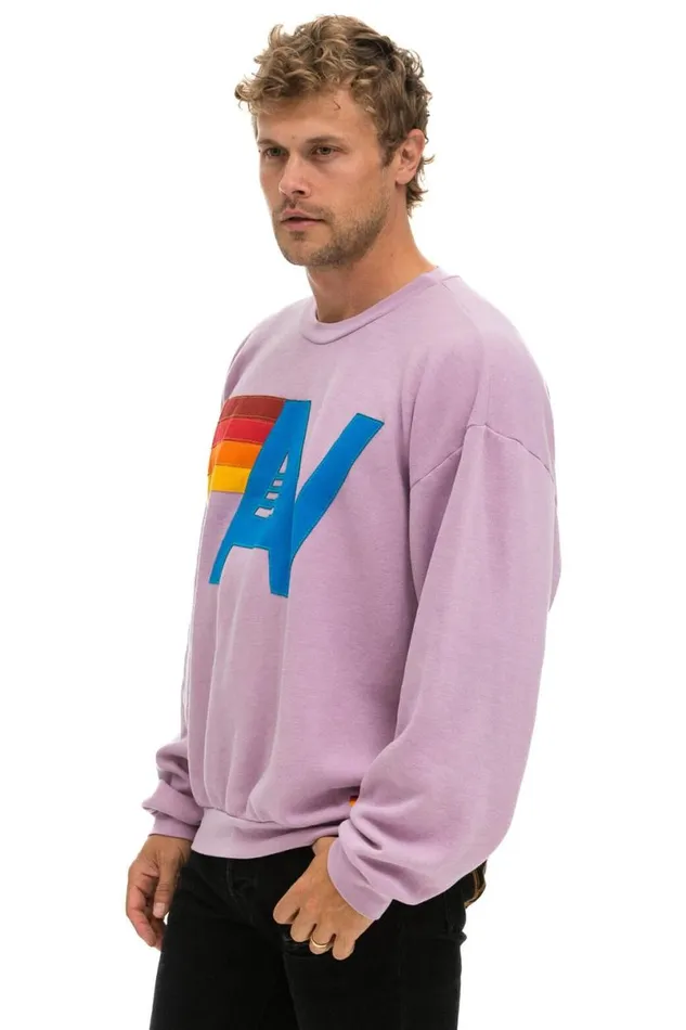 Logo Stitch Relaxed Crew Sweatshirt 8211 Mauve WomenMen Aviator Nation Sweatshirts