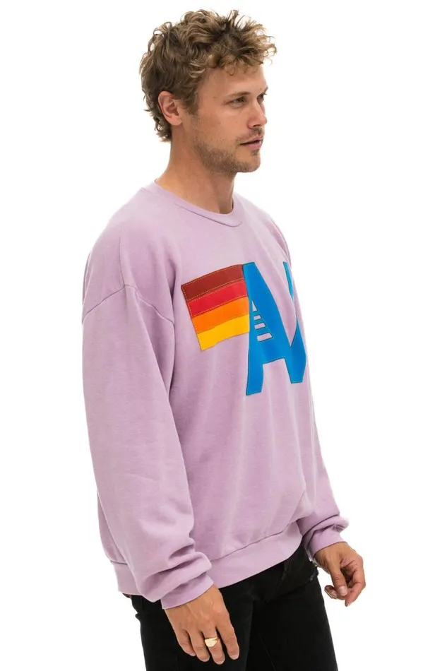 Logo Stitch Relaxed Crew Sweatshirt 8211 Mauve WomenMen Aviator Nation Sweatshirts