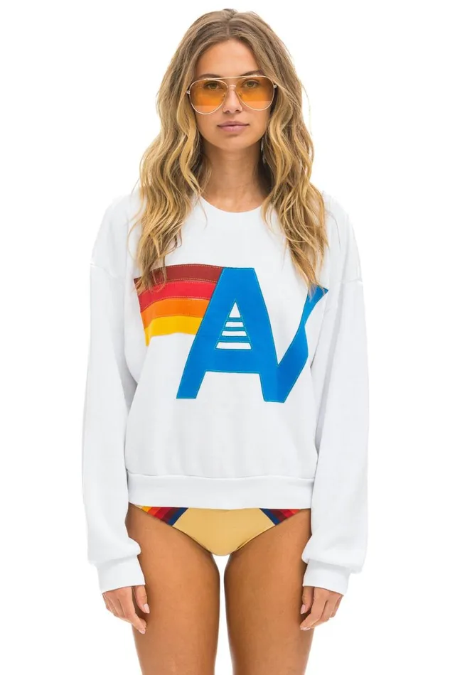 Logo Stitch Relaxed Crew Sweatshirt 8211 White WomenMen Aviator Nation Sweatshirts Logo Stitch Relaxed Crew Sweatshirt 8211 White WomenMen Aviator Nation Sweatshirts
