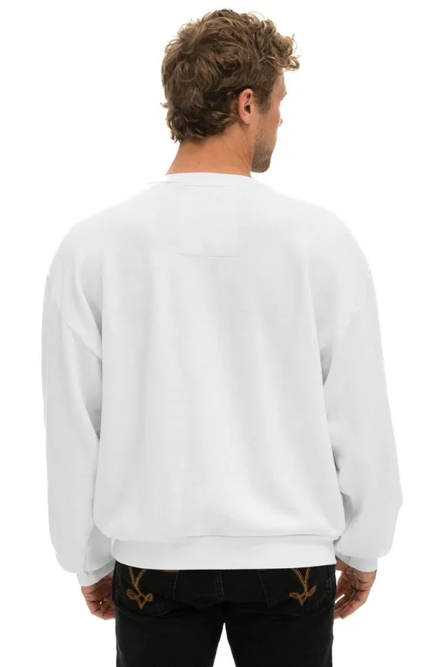 Logo Stitch Relaxed Crew Sweatshirt 8211 White WomenMen Aviator Nation Sweatshirts