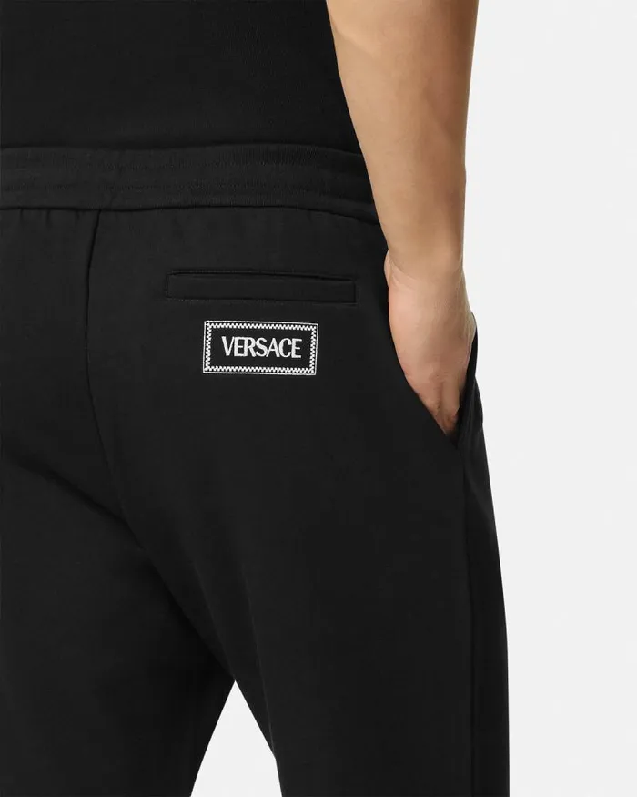Logo Sweatpants Black Men Versace Pants and Shorts
