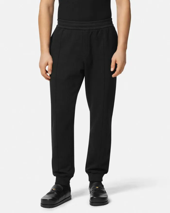 Logo Sweatpants Black Men Versace Pants and Shorts
