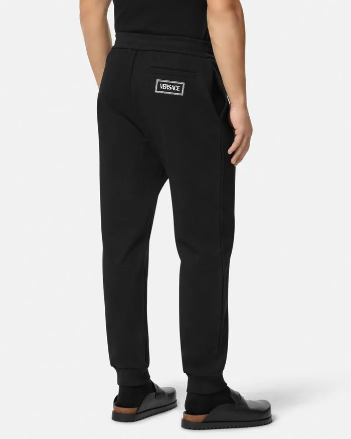Logo Sweatpants Black Men Versace Pants and Shorts