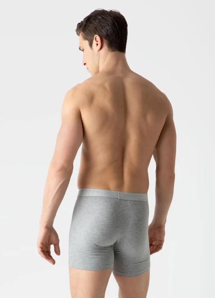 Long Cut Stretch Cotton Trunks Grey Melange Men SUNSPEL Trunks and Shorts