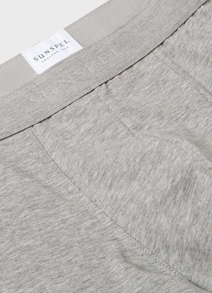 Long Cut Stretch Cotton Trunks Grey Melange Men SUNSPEL Trunks and Shorts