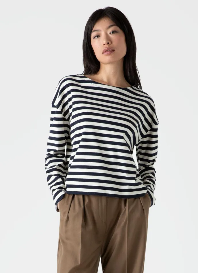 Long Sleeve Boatneck Tshirt Women SUNSPEL Tshirts and Tops