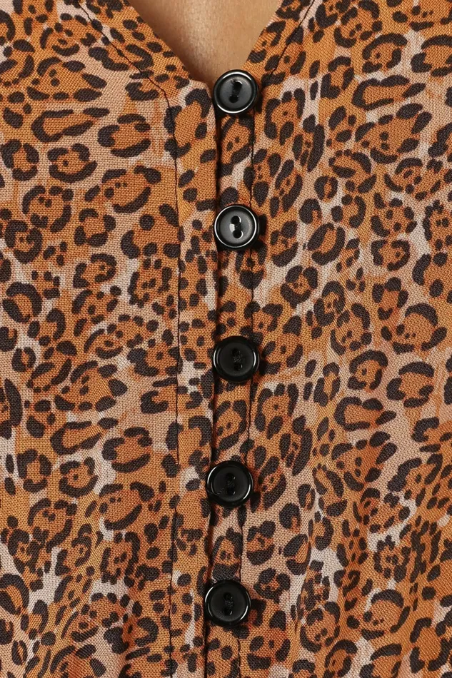 Long Sleeve Dresses Petal and Pup Women Kelda Dress Leopard Print