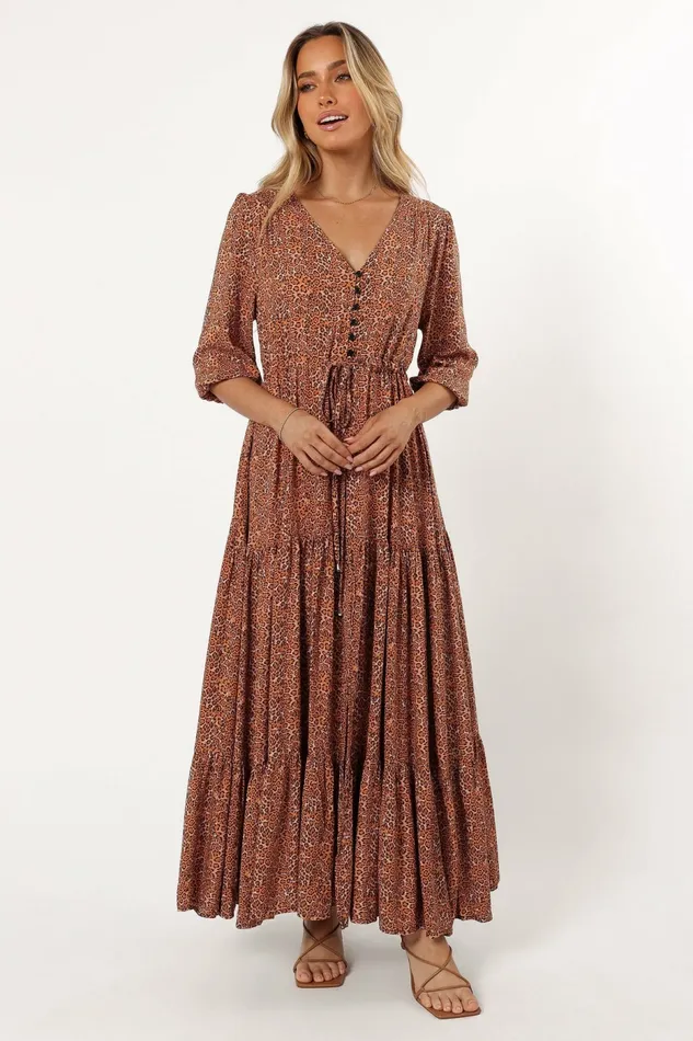 Long Sleeve Dresses Petal and Pup Women Kelda Dress Leopard Print