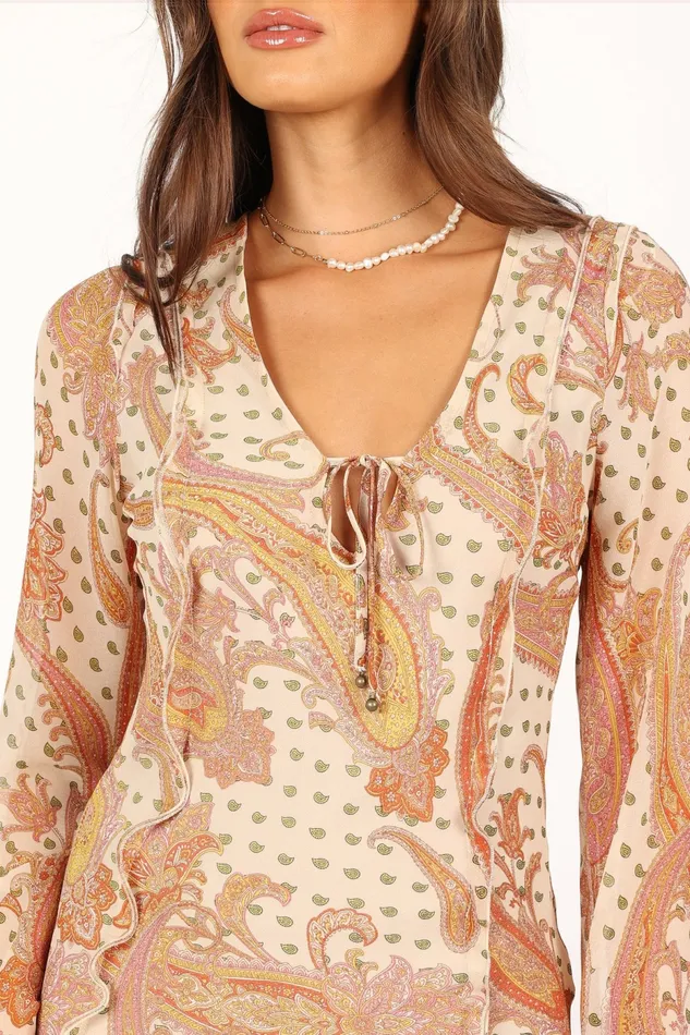 Long Sleeve Dresses Sio Long Sleeve Midi Dress Tan 8211 Petal and Pup Women