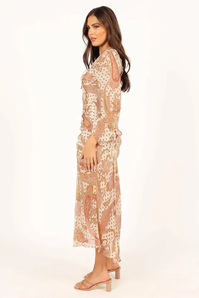 Long Sleeve Dresses Sio Long Sleeve Midi Dress Tan 8211 Petal and Pup Women