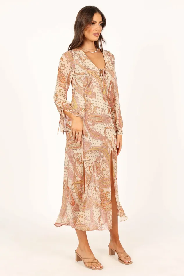 Long Sleeve Dresses Sio Long Sleeve Midi Dress Tan 8211 Petal and Pup Women