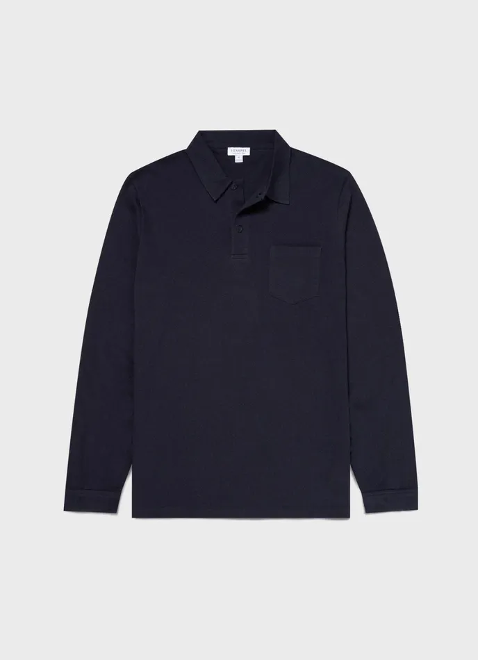 Long Sleeve Riviera Polo Shirt Navy Men SUNSPEL Polo Shirts