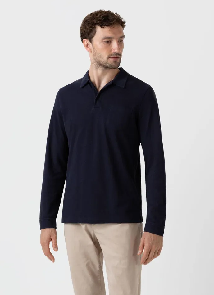 Long Sleeve Riviera Polo Shirt Navy Men SUNSPEL Polo Shirts