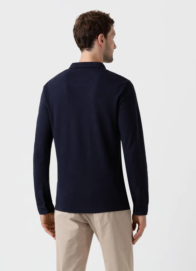 Long Sleeve Riviera Polo Shirt Navy Men SUNSPEL Polo Shirts