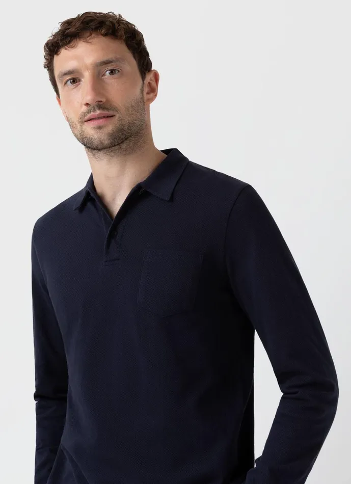 Long Sleeve Riviera Polo Shirt Navy Men SUNSPEL Polo Shirts