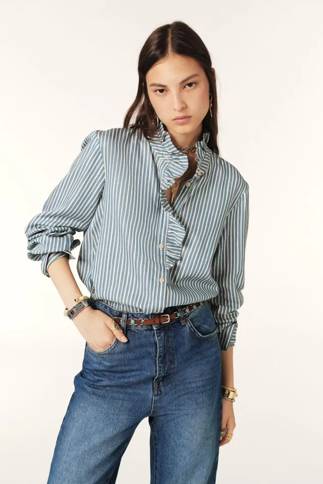 LongSleeve Shirt Heka Blue Women Baandsh Tops and Shirts
