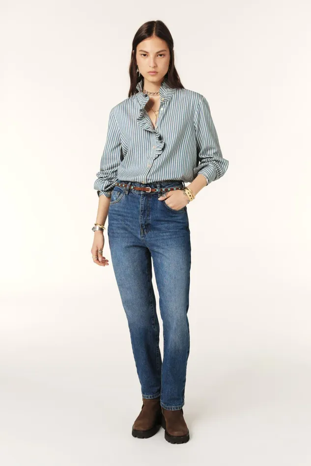 LongSleeve Shirt Heka Blue Women Baandsh Tops and Shirts