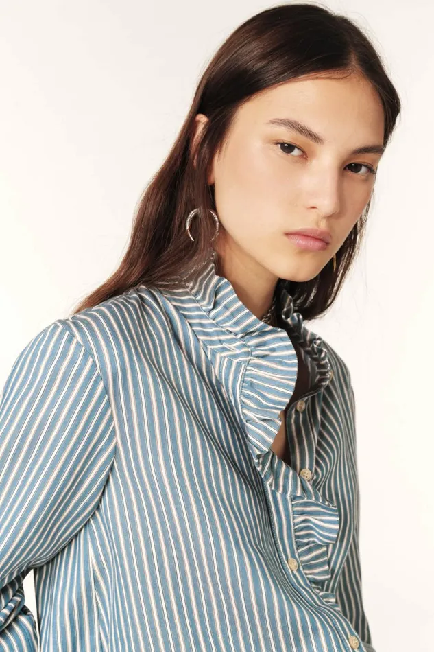 LongSleeve Shirt Heka Blue Women Baandsh Tops and Shirts