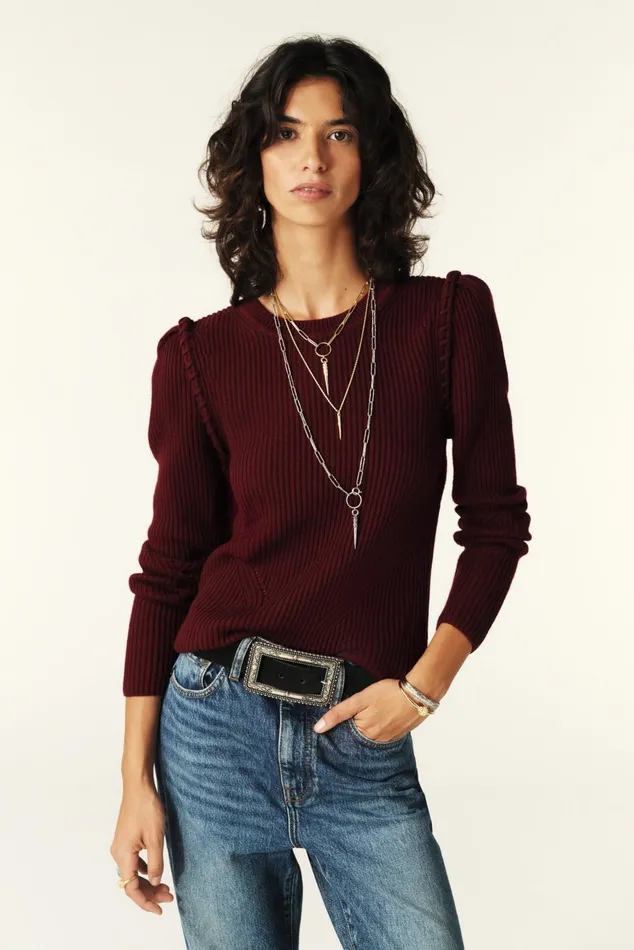 LongSleeve Sweater Pepping Red Women Baandsh Sweaters and Cardigans