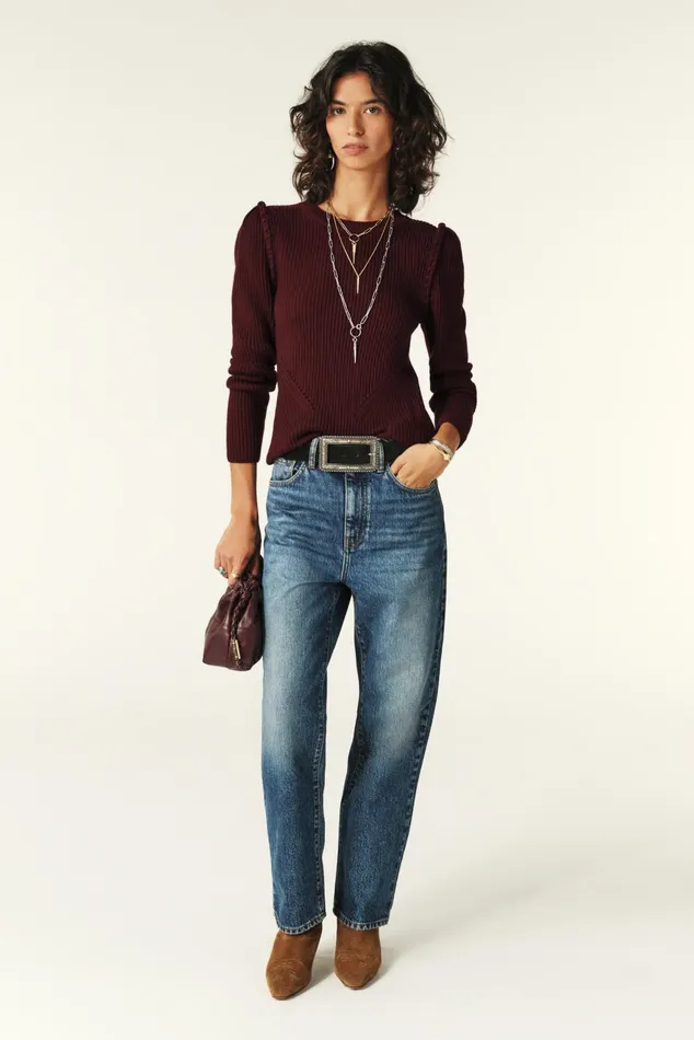 LongSleeve Sweater Pepping Red Women Baandsh Sweaters and Cardigans
