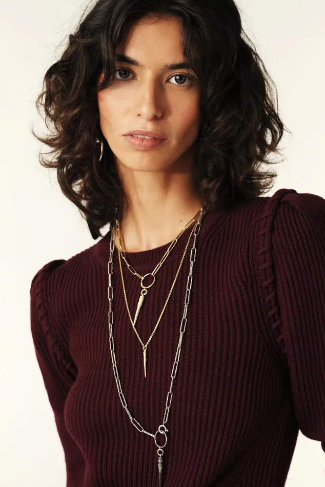 LongSleeve Sweater Pepping Red Women Baandsh Sweaters and Cardigans
