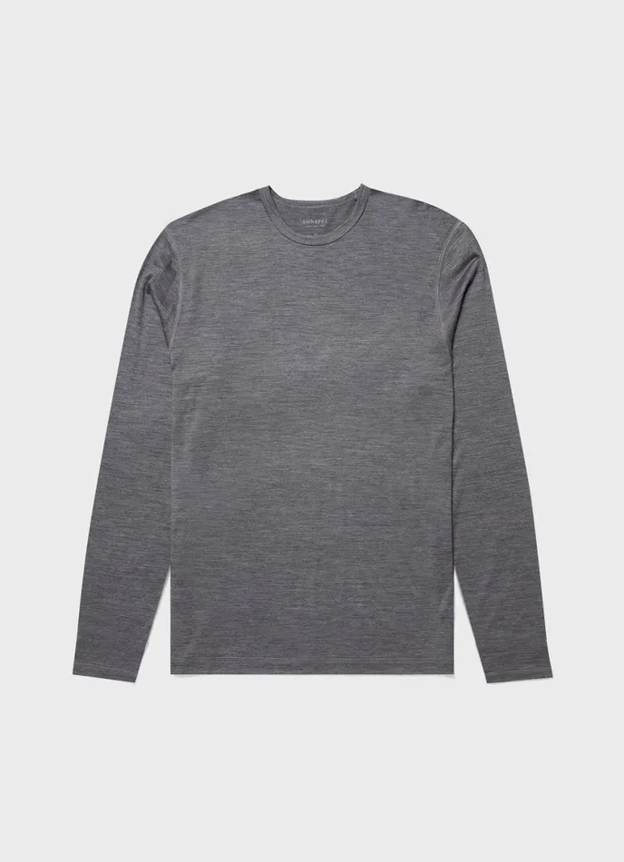 Long Sleeve Thermal Merino Tshirt Grey Melange Men SUNSPEL Activewear