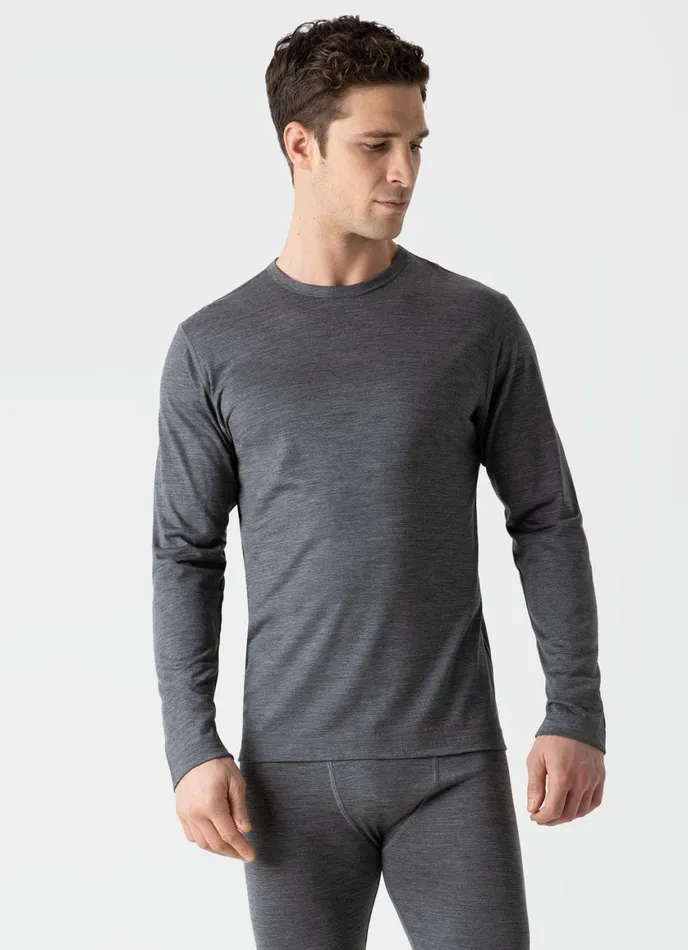 Long Sleeve Thermal Merino Tshirt Grey Melange Men SUNSPEL Activewear