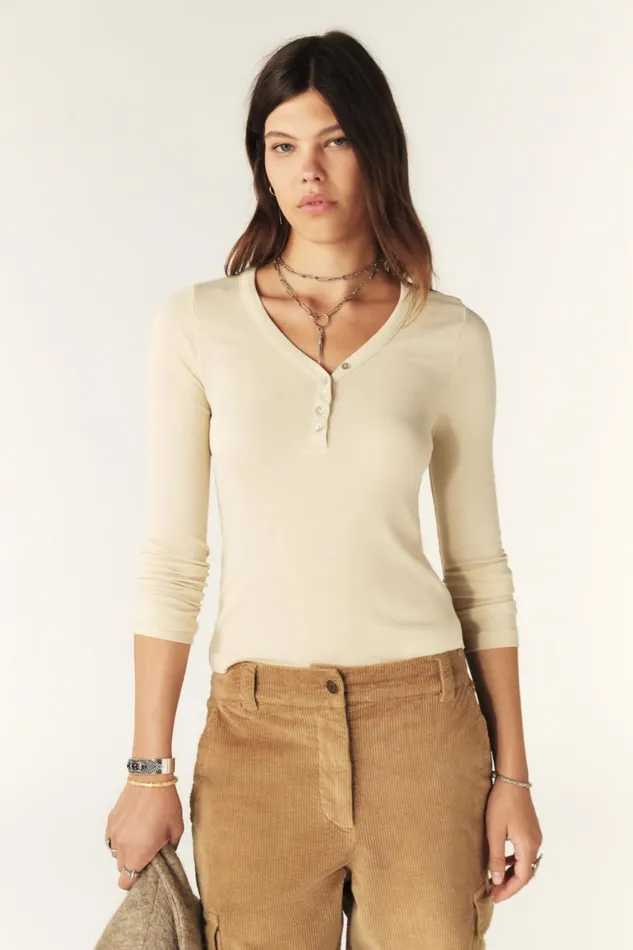 LongSleeve Top Marty Beige Women Baandsh TShirts and Tank Tops