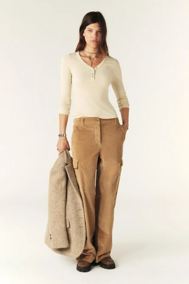 LongSleeve Top Marty Beige Women Baandsh TShirts and Tank Tops