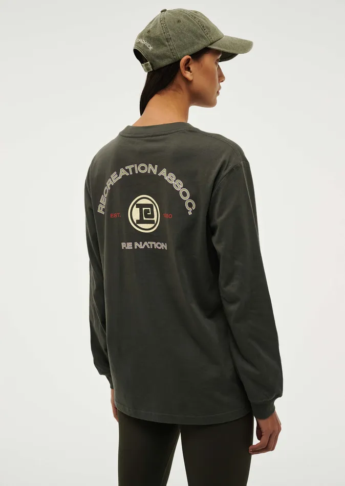 LongSleeveTops PE Nation Women THROWBACK LONG SLEEVE TOP IN GUNMETAL
