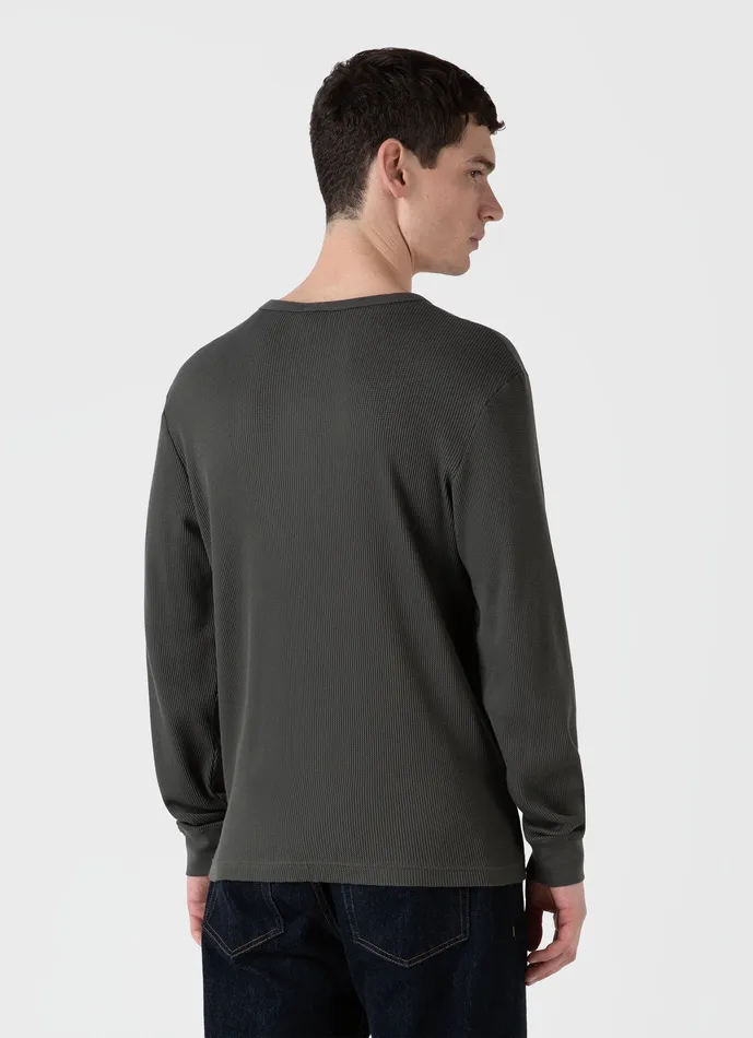 Long Sleeve Waffle Henley Drill Green Tshirts ussunspel Men Long Sleeve Waffle Henley Drill Green Tshirts ussunspel Men