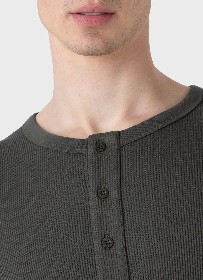 Long Sleeve Waffle Henley Drill Green Tshirts ussunspel Men Long Sleeve Waffle Henley Drill Green Tshirts ussunspel Men