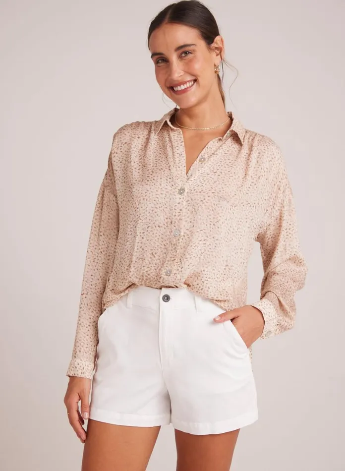 Long Sleeve Women Bella Dahl Flowy Shirt 8211 Salvador Sand Print