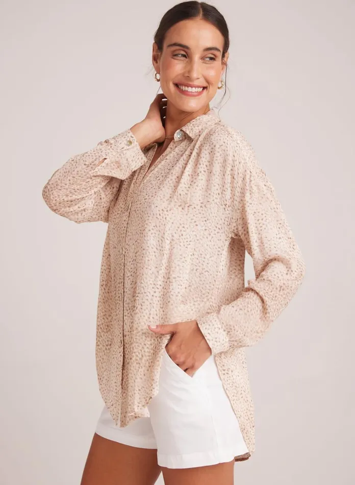 Long Sleeve Women Bella Dahl Flowy Shirt 8211 Salvador Sand Print Long Sleeve Women Bella Dahl Flowy Shirt 8211 Salvador Sand Print