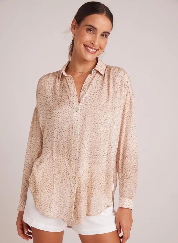 Long Sleeve Women Bella Dahl Flowy Shirt 8211 Salvador Sand Print Long Sleeve Women Bella Dahl Flowy Shirt 8211 Salvador Sand Print