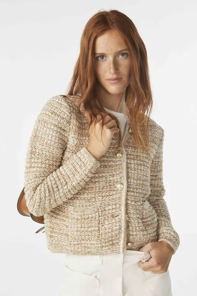 LongSleeved Cardigan Guspa Beige Women Baandsh Sweaters and Cardigans