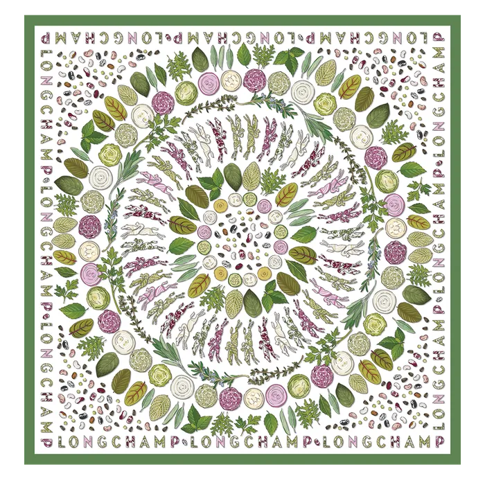 Longchamp Herbarium Silk scarf 90 Green Women Silk Scarves Longchamp