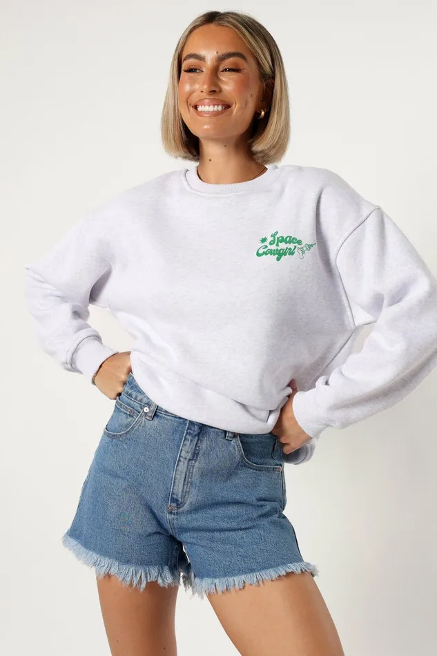 Loungewear Women Petal and Pup Alora Space Cowgirl Sweatshirt Heather Grey