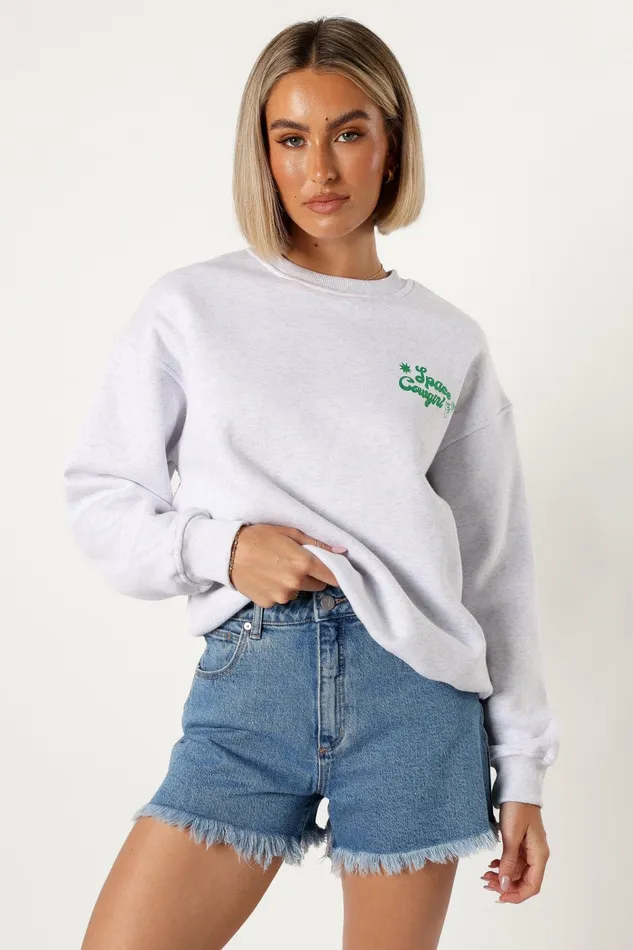 Loungewear Women Petal and Pup Alora Space Cowgirl Sweatshirt Heather Grey