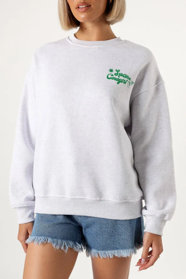 Loungewear Women Petal and Pup Alora Space Cowgirl Sweatshirt Heather Grey