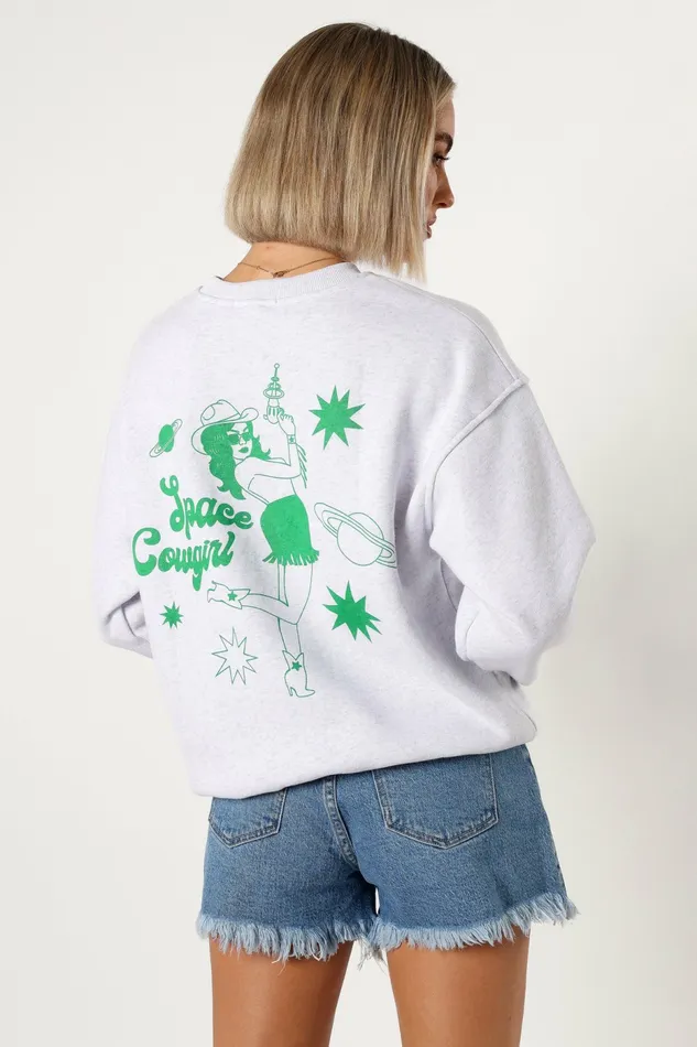 Loungewear Women Petal and Pup Alora Space Cowgirl Sweatshirt Heather Grey