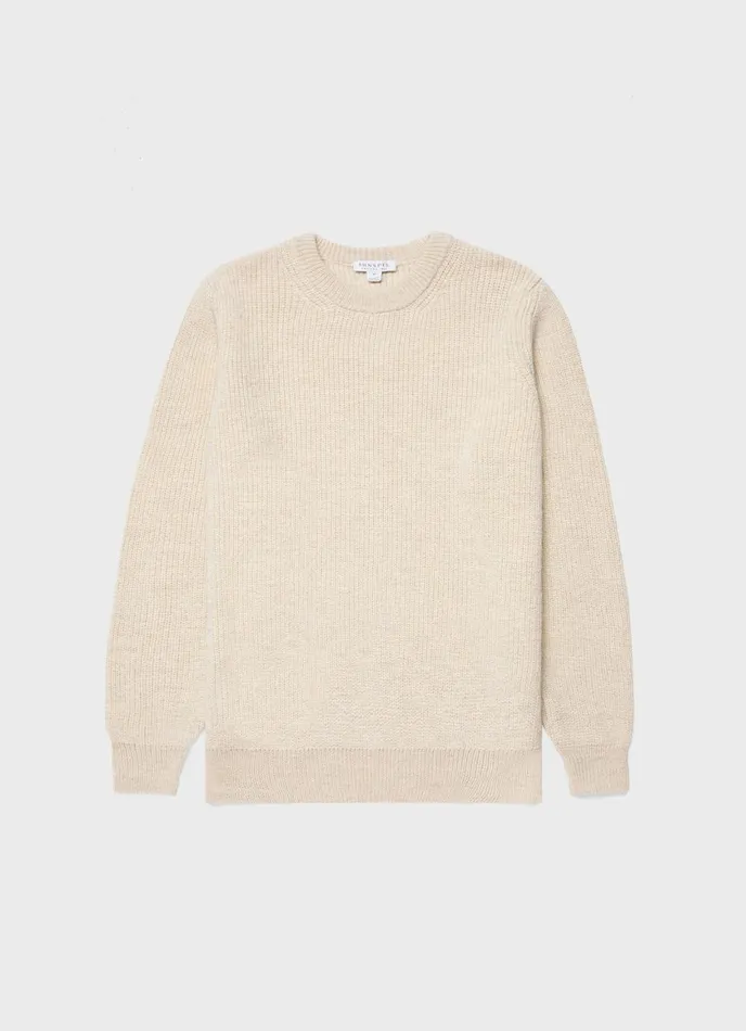 Luxury British Wool Jumper Natural Ecru Men SUNSPEL Knitwear