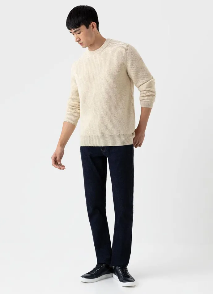 Luxury British Wool Jumper Natural Ecru Men SUNSPEL Knitwear