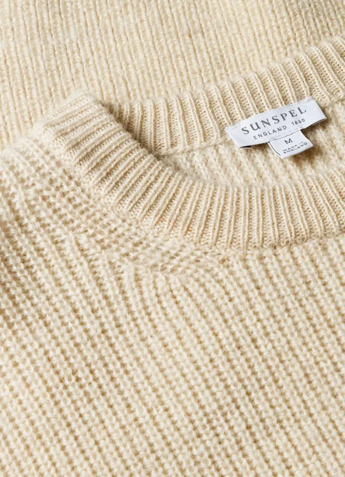 Luxury British Wool Jumper Natural Ecru Men SUNSPEL Knitwear