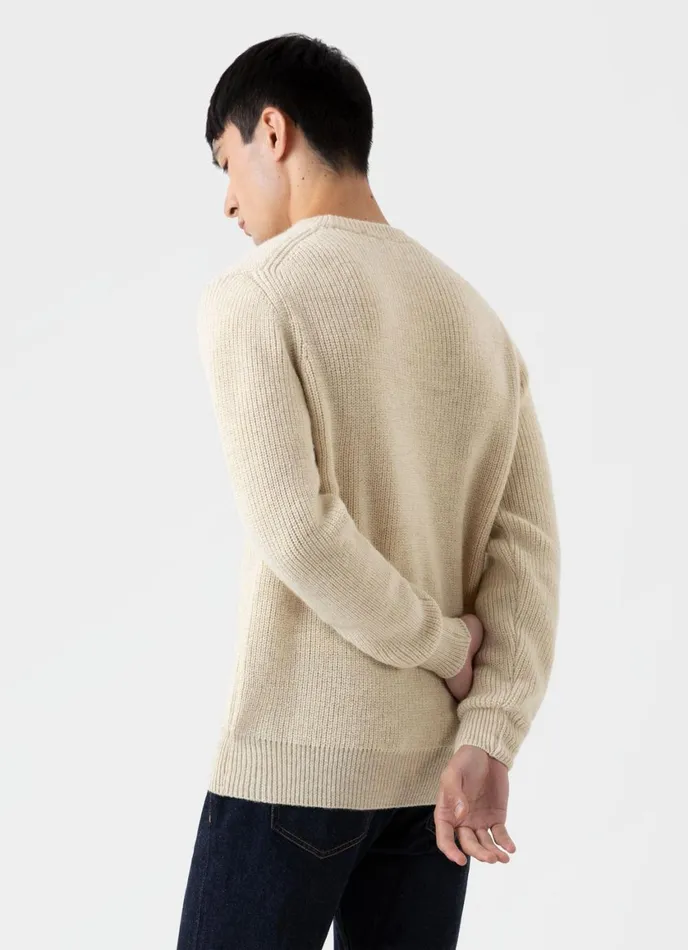 Luxury British Wool Jumper Natural Ecru Men SUNSPEL Knitwear